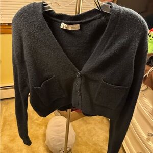 Zara Dark Blue Cardigan Sweater